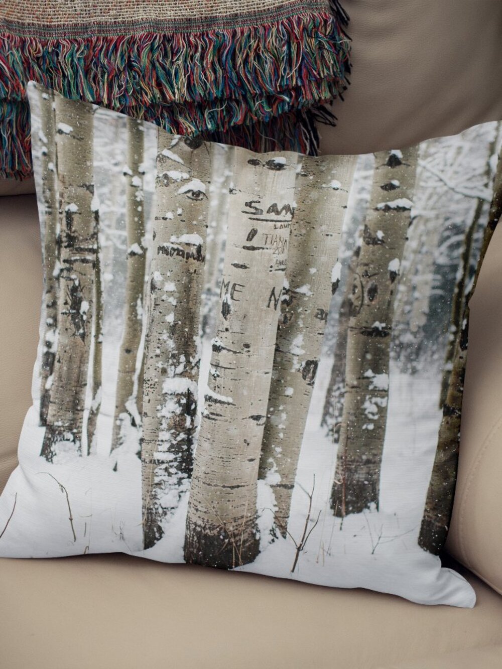 Aspen Trees Throw Pillow, With Stuffing 18x18 inches, Colorado Nature